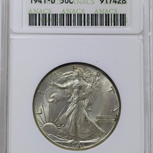 ANACS 1941-D MS64 50C