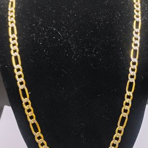  10kt Gold Figaro Necklace Diamond Cut