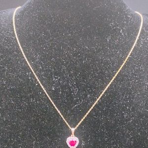 14KT Gold Necklace w/Ruby and Diamonds