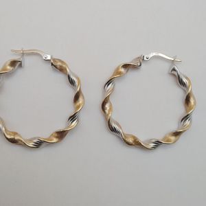 14kt two tone gold earrings 