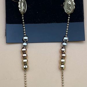  14kt 3-Tone Religious Earrings